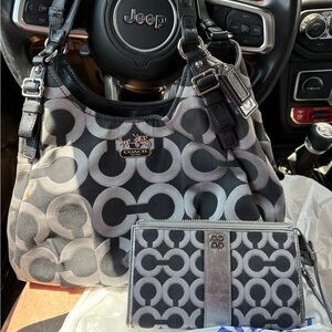 Coach Black and Gray Shoulder Bag